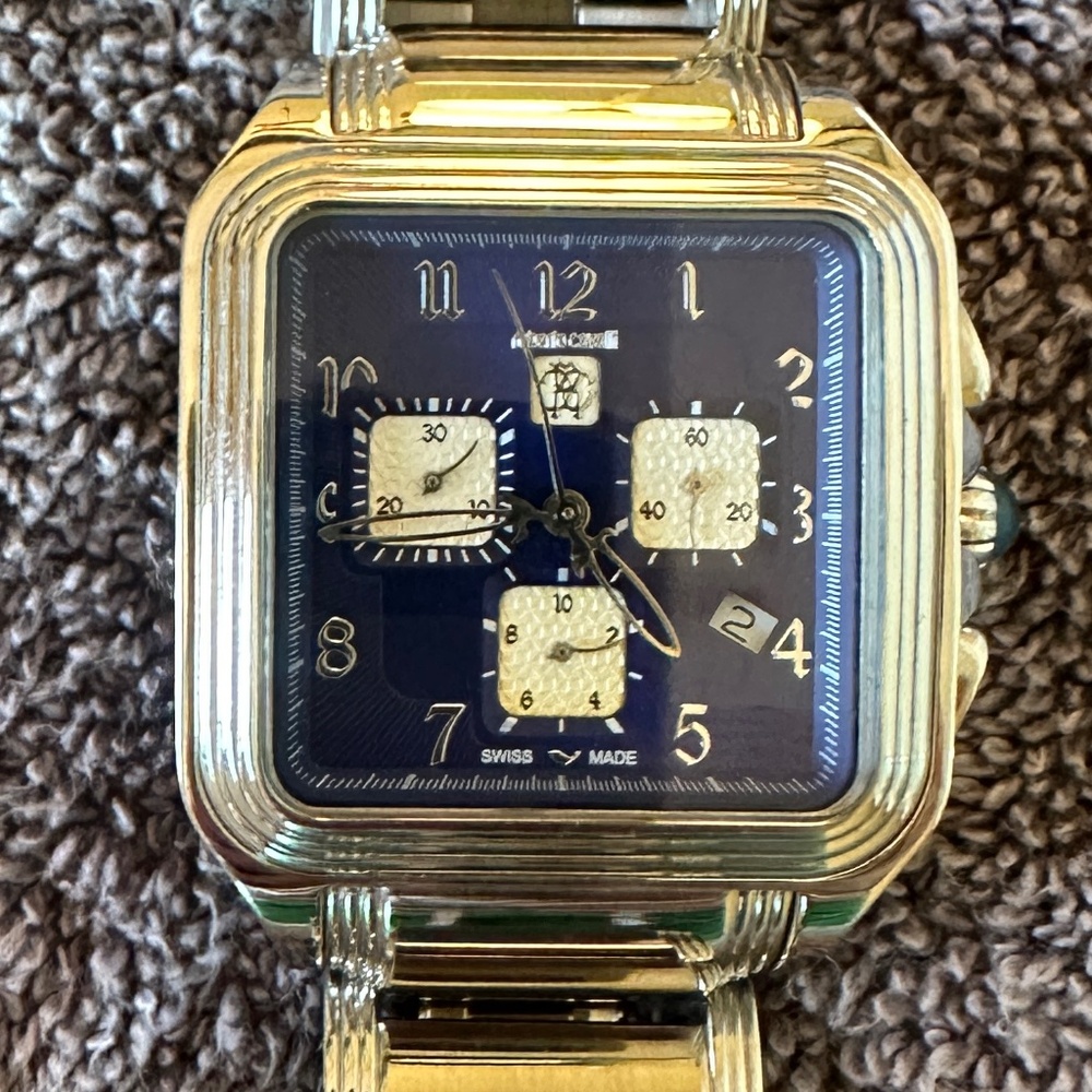 Roberto Cavalli Chronograph Stainless Silver Tone Venom Watch